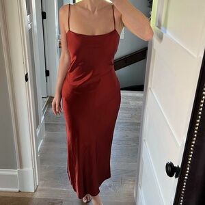 Sachin + Babi Rust Red Slip Midi Dress